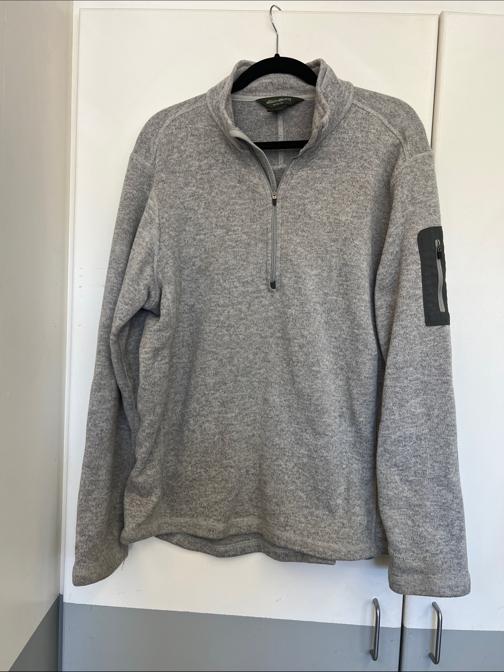 Eddie Bauer Light Gray Quarter-Zip Henley Pullover Sweater Men’s XL Casual